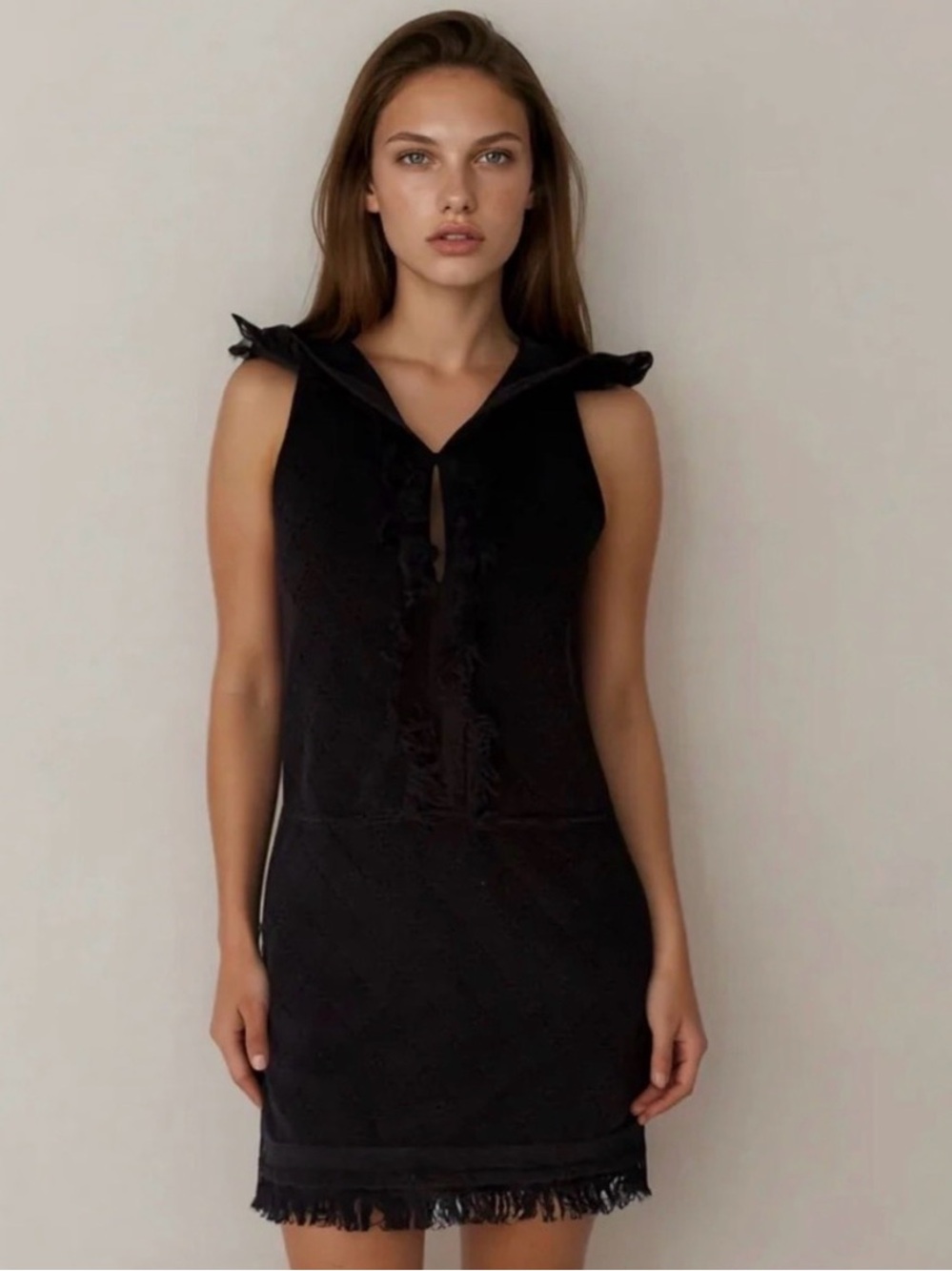 CHANEL Black Hooded Mini Dress